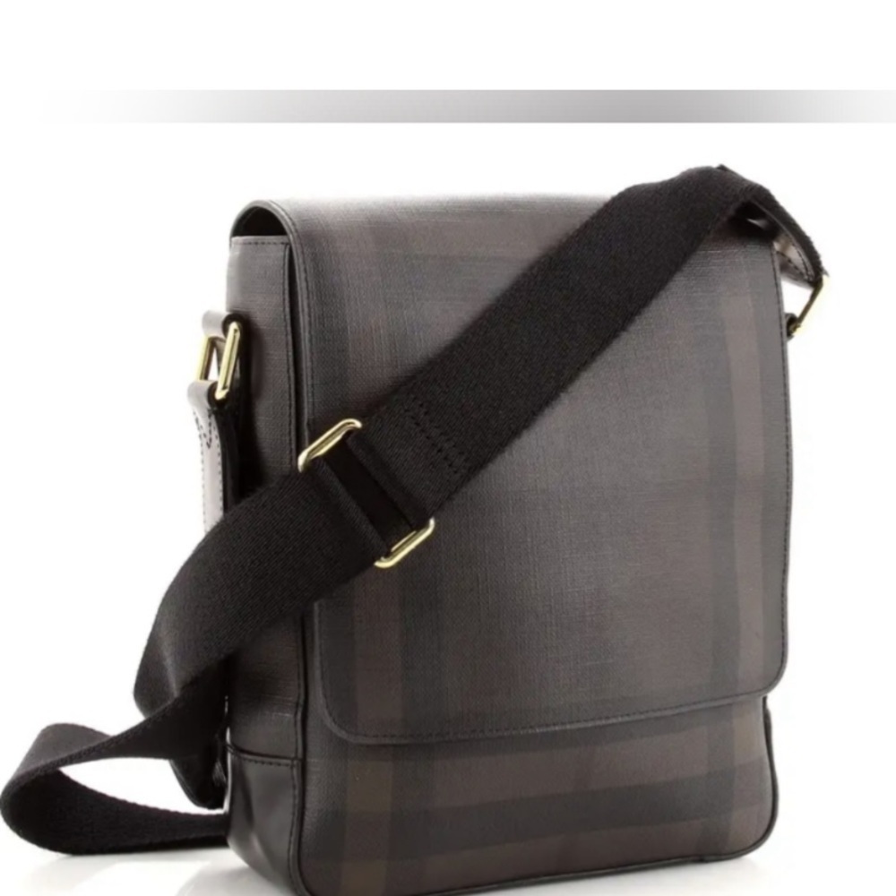Burberry Greenford Crossbody Smoked Checked Coated Canvas Bag